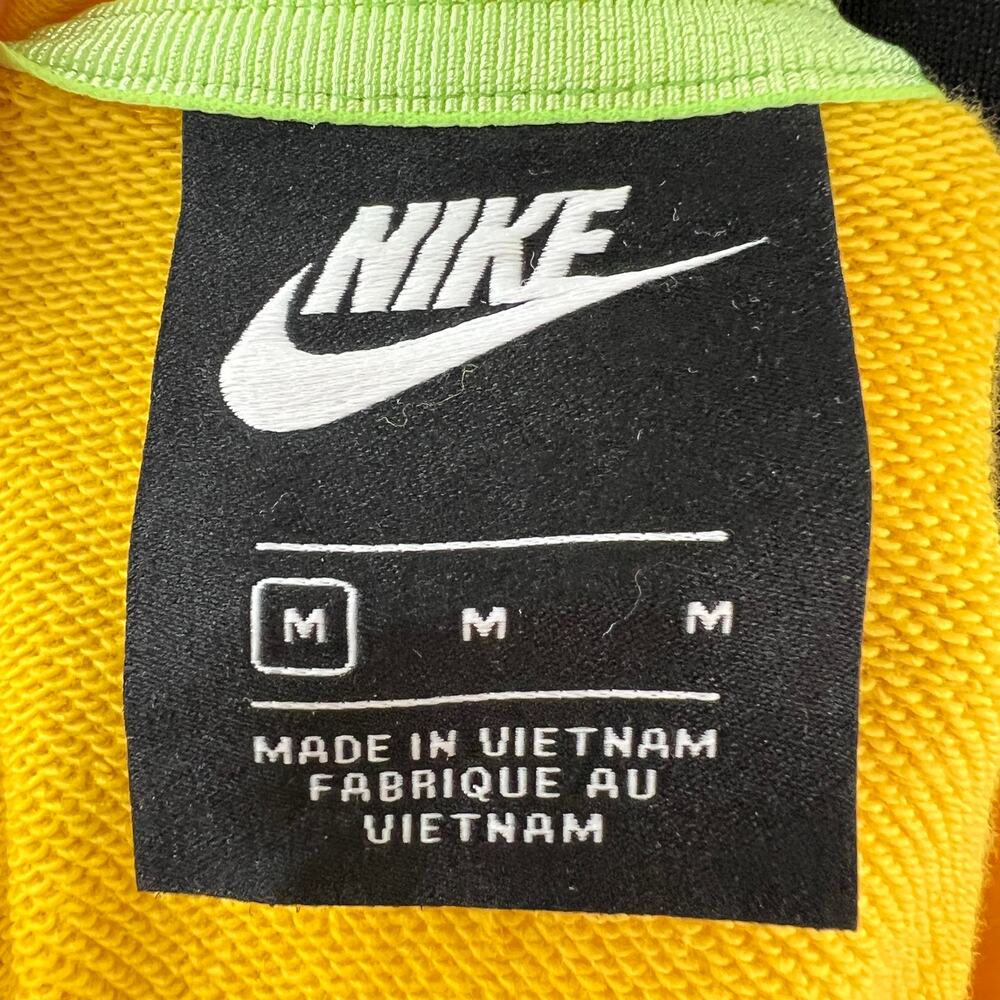 NIKE Yellow Green Cropped Sweatshirt Cotton Snap Detachable Sleeve Size Medium M - Picture 12 of 14